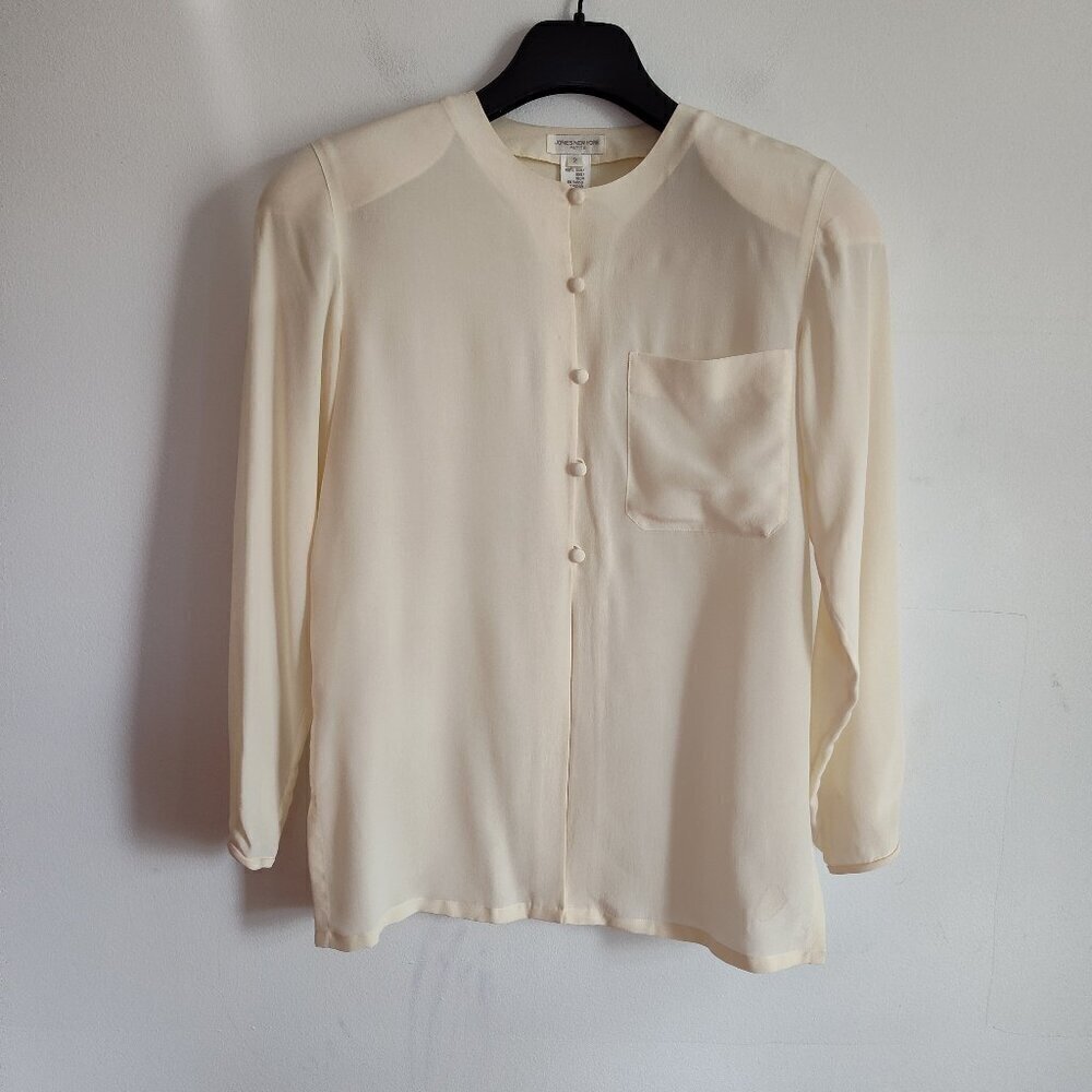 Ladies Petite SZ 2P Jones New York Cream Silk Tunic